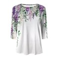 thumbnail image 3 of YDLCAFD T-Shirt Décontracté Imprimé pour Femmes, Col Rond, Manches 3/4, 3 of 3