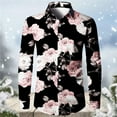 thumbnail image 2 of Mens Shirts Casual Floral Print Comfortable Long Sleeve Button Down Lapel Blouses Loose 2025 Fall Lightweight Dress Shirts for Men Black XL, 2 of 3