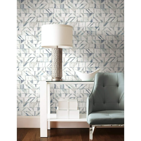 York Wallcoverings PSW1221RL Blue and Gray Refraction Premium Peel and Stick Wallpaper