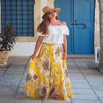 thumbnail image 4 of Jupe Femme Hippie Imprimée Taille Haute Jupe Maxi Plissée Plage Longue Jupe Décontractée Été, 4 of 5