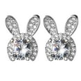 thumbnail image 2 of Rabbit Earrings Silver Full Rhinestone Easter Rabbit Jewelry Mini Rhinestone Accessories for Celebrations, 2 of 6