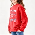 thumbnail image 4 of Girls Bow Print Sweatshirt Cute Long Sleeve Pullover Top for Kids Teens Fleece Lined Crew Neck Sweatshirts Casual Wear 2-3 Years Red, 4 of 6