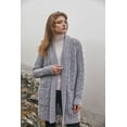 thumbnail image 4 of SAOL 100% Merino Wool Women's Aran Shawl Collar Open Front Long Cardigan Sweater Cable Knitted Outdoor Coat with Pockets Made in Ireland, 4 of 7