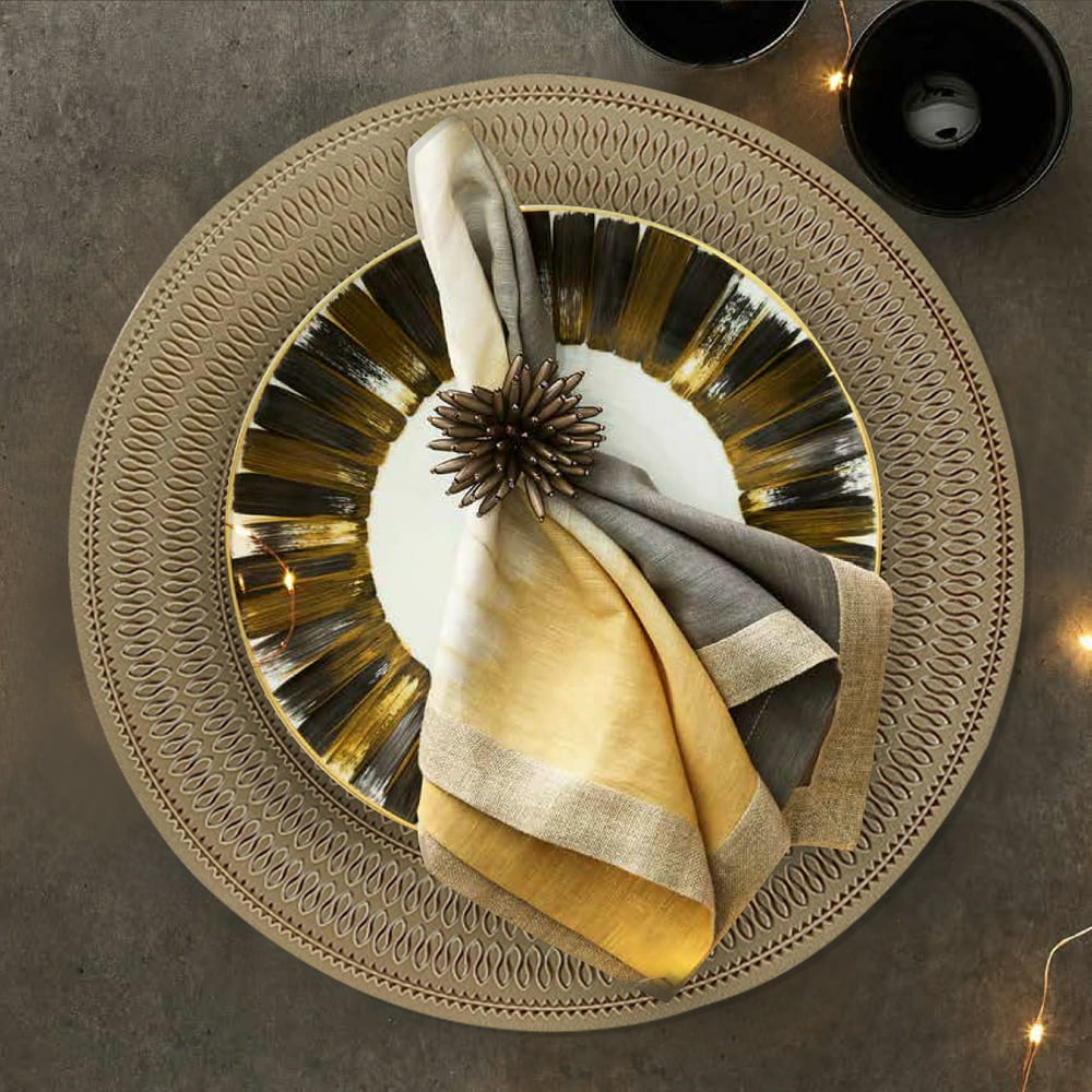 Decozen Gold Placemats for Dining Table 15 Inches Diameter Set of 6