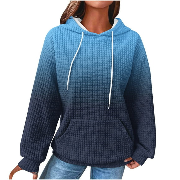 DDAPJ pyju Fall Fashion Hoodie for Women 2023 Clearance,Loose Comfy Waffle Knit Pullover Tops Tie Dye Print Casual Hooded Sweatshirt Y2K Streetwear