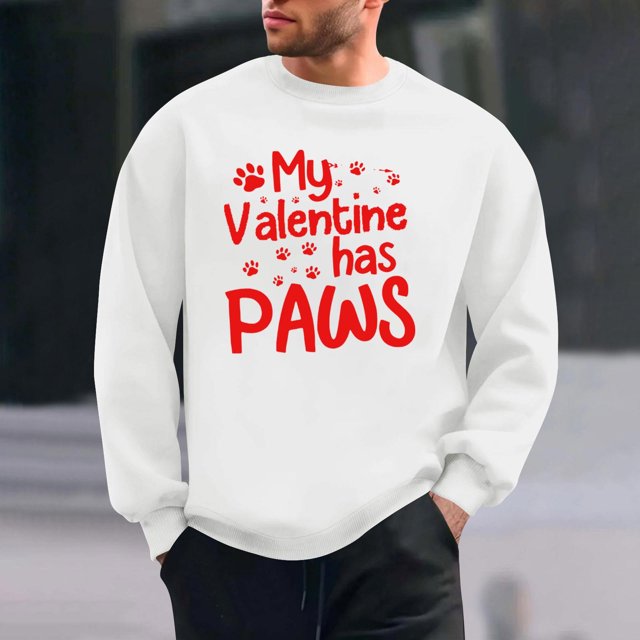 Amzcrzy Sudadera Para Hombre Con Estampado De Corazones, Informal, De Manga Larga Y Cuello Redondo, Sudadera Con Capucha, Camiseta De Manga Larga Y Cuello Redondo, Color Blanco, Talla S