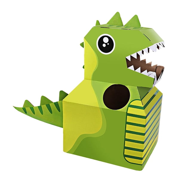 Juguete de cartón para niños, dinosaurio de papel, animal de cartón educativo, ropa de papel. Dinosaurio verde