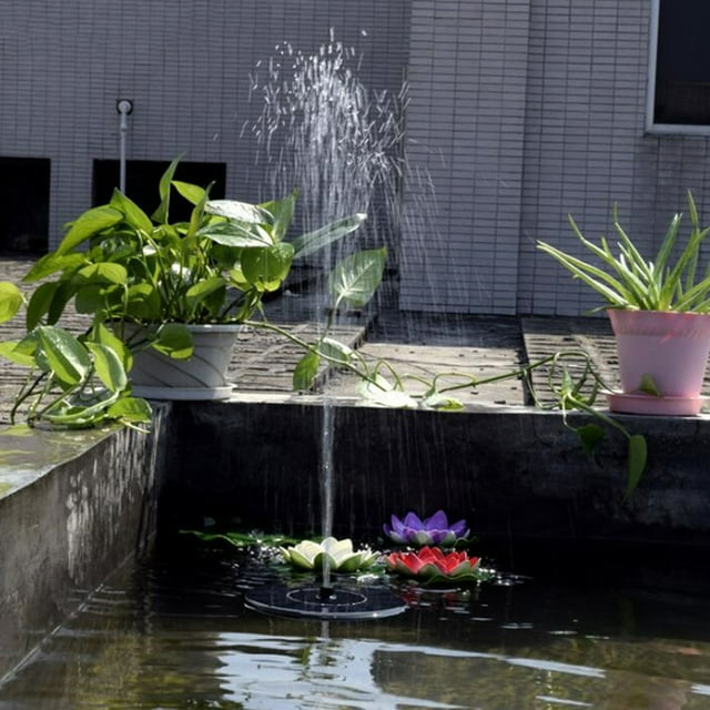 Flmtop Round Solar Powered Garden Pool Fish Tank Bird Bath Float Water Fountain Pump