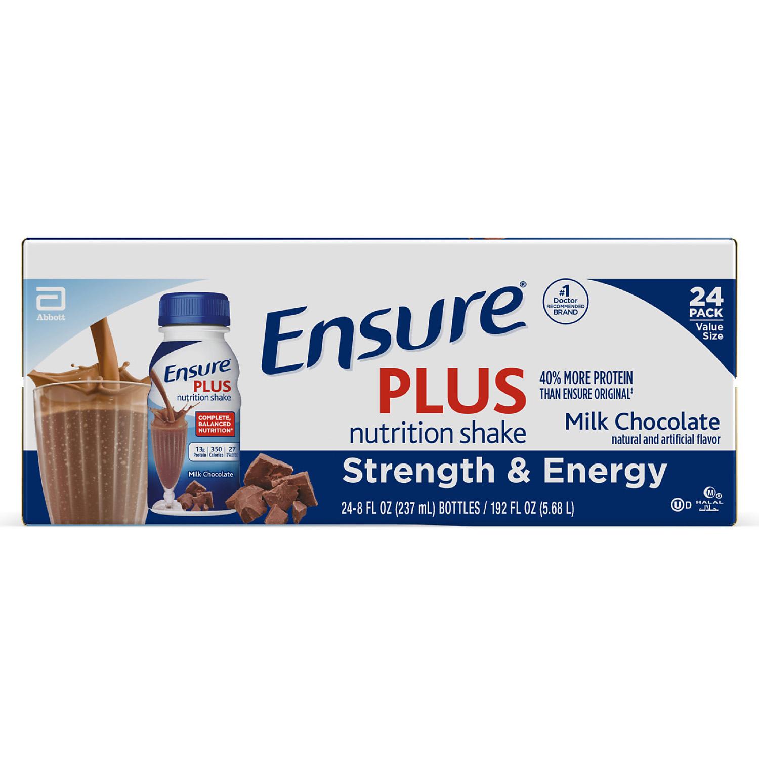 The Ensure Plus Nutrition Milk Chocolate Meal Replacement Shakes With