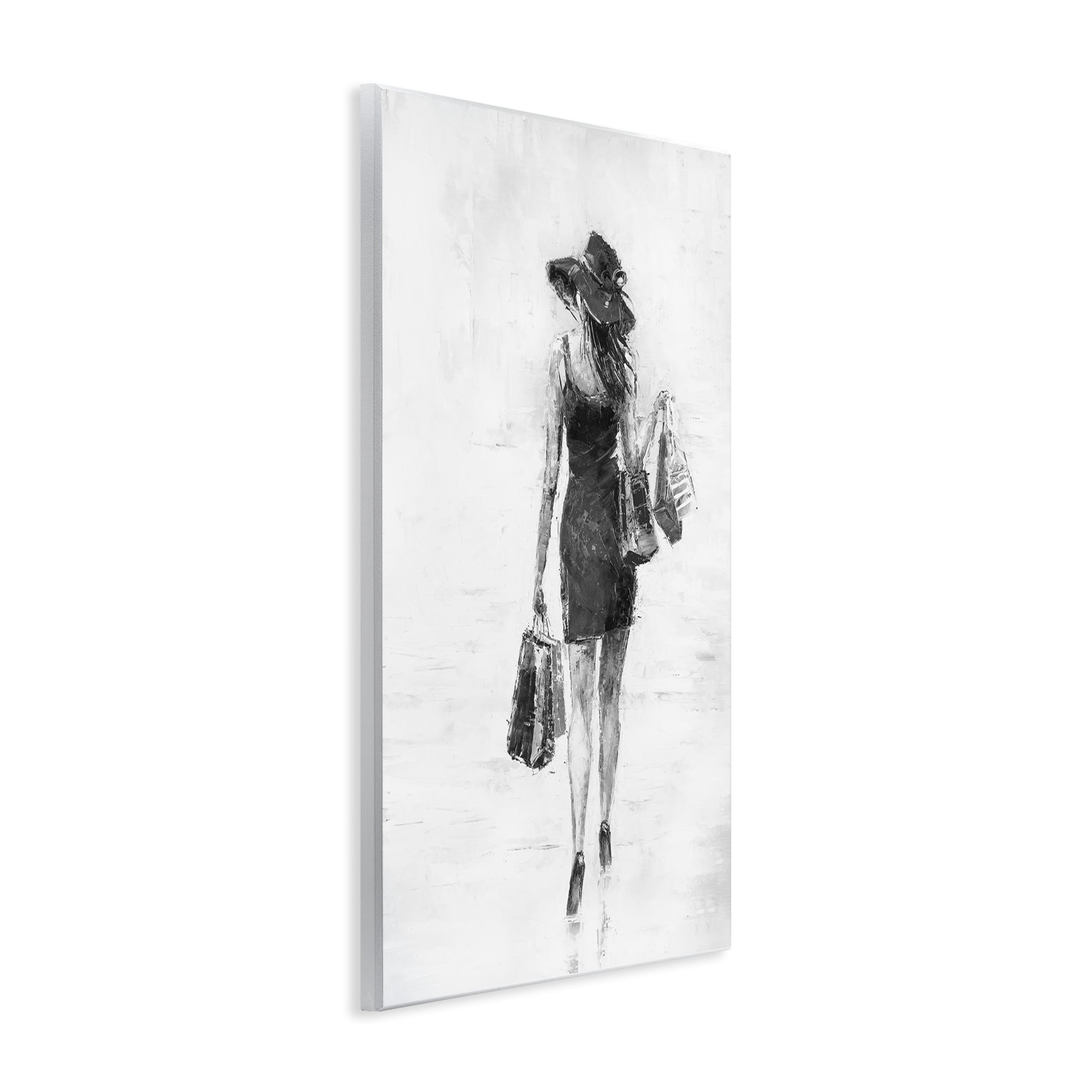 Stupell Industries Glam Shopper Girl Novelty Painting Unframed Art Print Wall Art, 13 x 19
