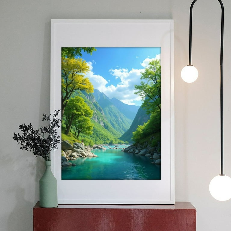 Diamond Art Kit for Adults, Serene Mountain River Landscape
