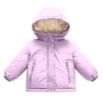 thumbnail image 2 of CBASIHI Winter Coats with Pockets for Toddler Girl Thick Long Sleeve Cute Casual Warm Fleece Hooded Zip Up Jackets Purple 10 T, 2 of 9
