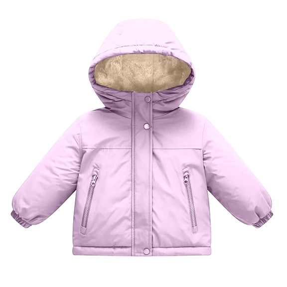 Mifsaly Little Girls Warm Fleece Lined Jacket Kids Toddler Heavyweight Hooded Sherpa Winter Coats Windproof Full Zip School Everyday Outerwear