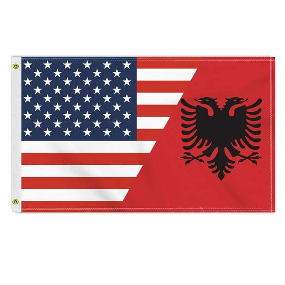 3×5 FT Albania USA Flag, Large 150D America Albanian Outdoor Banner,Double Side Printing Decor For Patio Garden With Brass Gromment