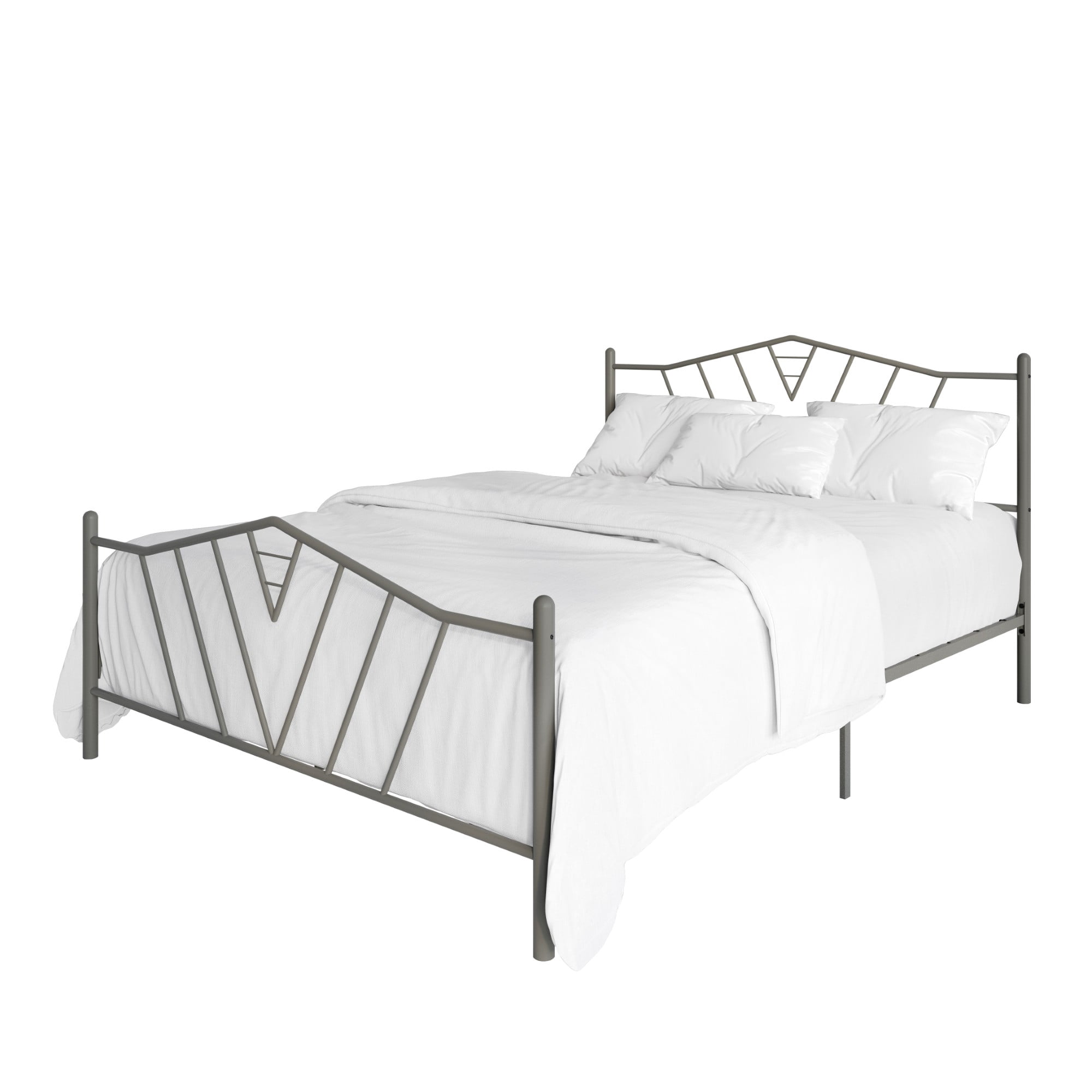 Home Design Valdosta Full Metal Platform Bed, No Box Spring Required, Modern Design, Easy Assembly, Sliver Gray