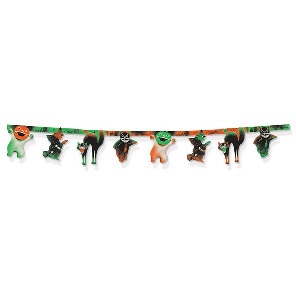 Club Pack of 12 Orange and Black Halloween Decorated Streamers 6'