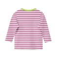 thumbnail image 4 of GA WEIHUA Cute Striped Shirt for Girls Stretch 3/4 Sleeve Tops Kids and Toddler Basic Crewneck Tops Blouses 2025 Summer Loose Trendy Preppy Tshirts(Pink,11 Years), 4 of 4