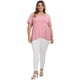 thumbnail image 2 of GRACE & GRANDEUR Blusas Casuales de Talla Grande para Mujeres, Tops de Pascua de Manga Corta, Cuello Redondo, Cruzado, Con Dobladillo Asimétrico en Tulipán, 4X Rosa, 2 of 5