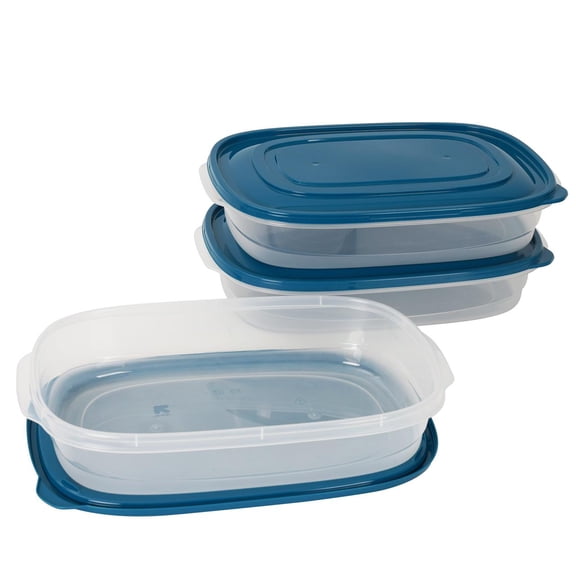 Mainstays Semi Durable Rectanglar 1 Gallon Plastic Food Storage Container 3 Pack, Designed to Help with Pantry Storage, Everyday Organization, and Party Food Transportion