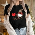 thumbnail image 7 of Guzom Valentine's DayWomens Black Gnome Love Graphic T-Shirt, Crewneck Short Sleeve Stretchy Relaxed Fit with Twisted Hem, Plus Size S-XXXL,Size S, 7 of 7
