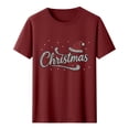 thumbnail image 3 of Frostluinai Christmas Rhinestone Tee Shirts Women Crew Neck Xmas Party Shirt Funny Letter Print Short Sleeve Tshirts S-XXL, 3 of 7
