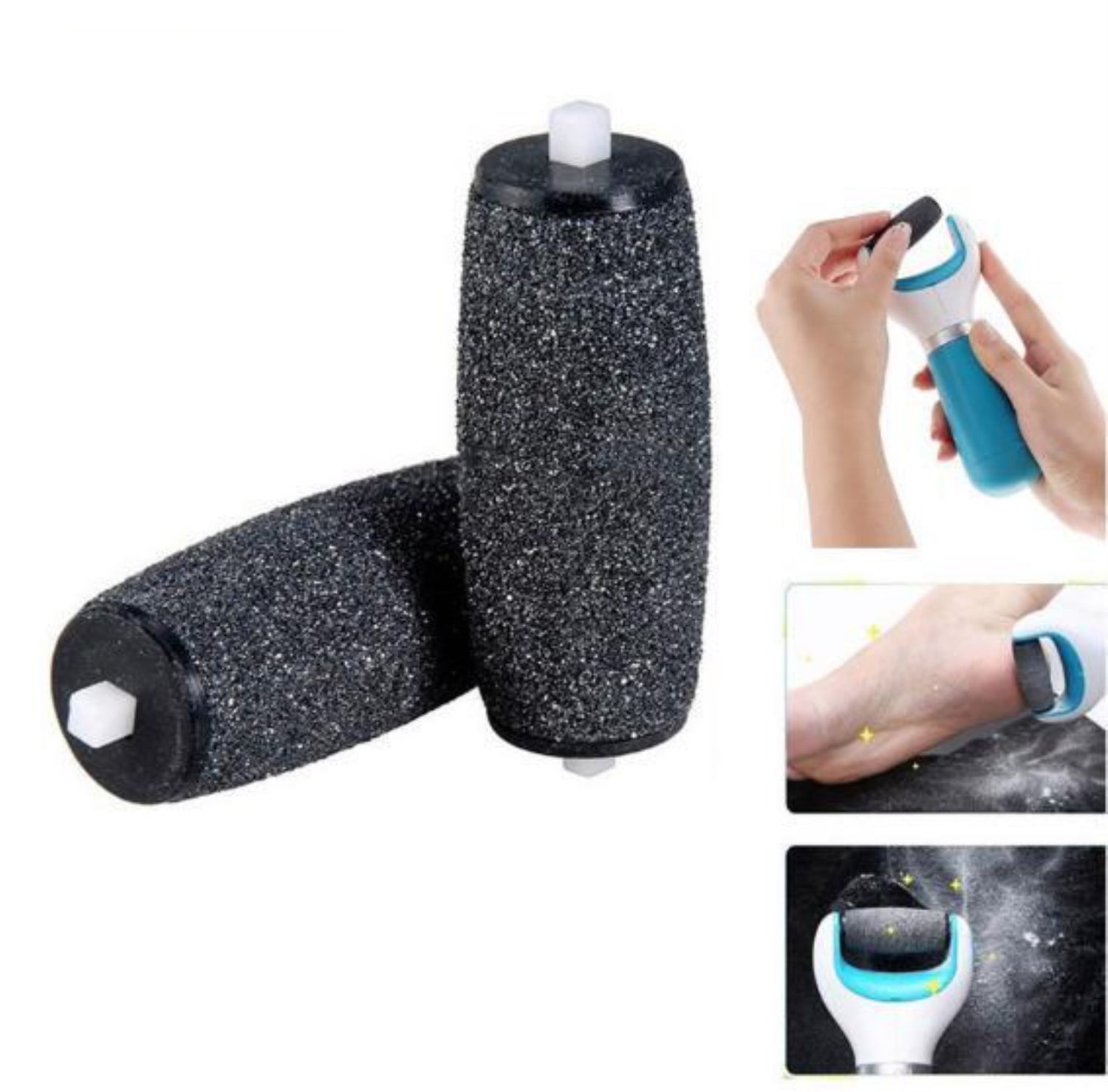 LOVECOM 5 Extra Coarse Replacement Roller Refill Heads for Amope Pedi Electronic Perfect Foot File with Diamond Crystals (Pack of 5) Black