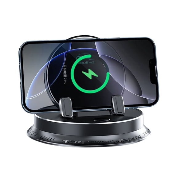 Wireless Car Charge, 2 in 1 Auto Rotating Car Phone Holder, 360 Degree Dashboard Phone Holder for Car, Compatible with iPhone Samsung Android