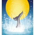 thumbnail image 3 of Ambesonne Whale Duvet Cover Set, Fish Tail Ocean Full Moon, 2-Calking, Yellow Grey Blue, 3 of 3