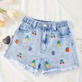 thumbnail image 5 of BOOMNY Girls Short Jeans Wide Leg Denim Shorts for Kids Trendy Elastic Waist Embroidery Cozy Short Jeans With Pockets, 5 of 7