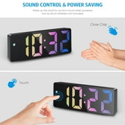 ORIA Electronic Digital Alarm Clock, 6.5inch Large Display LED Clock for Bedside Table Battery Clock with Temperature Display Adjustable Brightness Voice Control for Home, Multicolor
