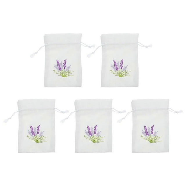 Elegant Lavender Sachet Bags, 5PCS Drawstring Pouches for Jewelry, Candy, Party Favors & Closet Storage – Versatile Canvas Organizers