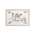 thumbnail image 1 of Snowman Wall Art with Frame, Hand Drawn Like Merry Christmas Lettering and Outdoor Winter Elements Trees, Printed Fabric Poster for Bathroom Living Room, 35" x 23", White Multicolor, by Ambesonne, 1 of 2