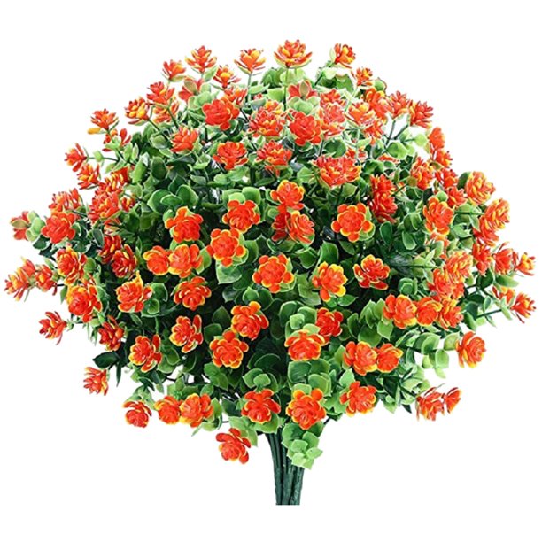 Flores artificiales 25 flores artificiales para la decoración del hogar al aire libre, resistente a los UV arbustos artificiales de plástico verde para colgar decoración ANMAO MXFZH2212100282