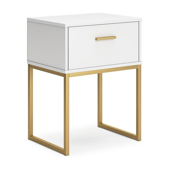 Signature Design by Ashley Socalle 1 Drawer Nightstand, White/Gold