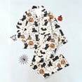 thumbnail image 4 of Virmaxy Pajamas for Women Set Halloween Pajama Set Button Down Notch Collar Long Sleeve Cute Kitty and Ghost Print Sleepwear Loungewear for Fall Holiday Beige, 4 of 6