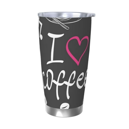 

Tideii I Love Coffee for 20OZ Car Cup Stainless Steel Cold and Hot Cup with Lid Suitable for Outdoor and Home Unisex-Without Straw