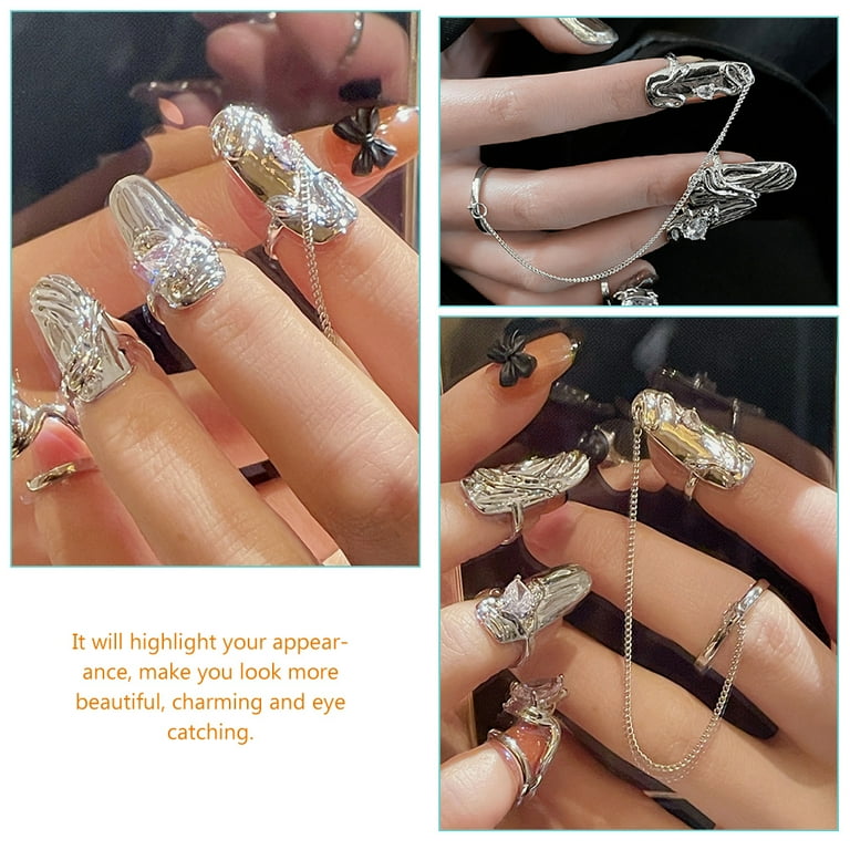 4 Pcs Silver Ring Nail Rings Fingernail Claw Knuckle Nails Women s Miss Tip Alloy Walmart