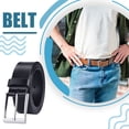 thumbnail image 4 of Minnieouse Cinturón para hombre de aplicación amplia - Cinturón de cuero de vaca fácil de usar y duradero para hombres Versatilidad Cinturones negro3.5cm 110cm, 4 of 6