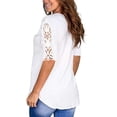 thumbnail image 4 of Blusa de manga corta con costuras de encaje, cuello en V, camiseta clásica de Color puro, verano para mujer, 4 of 6