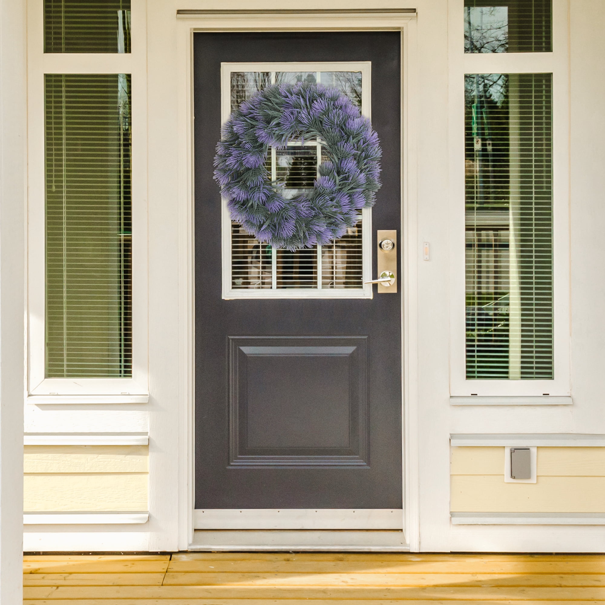 Unique Bargains Front Door Wreaths Artificial Farmhouse Wreaths All Seasons Decor Purple