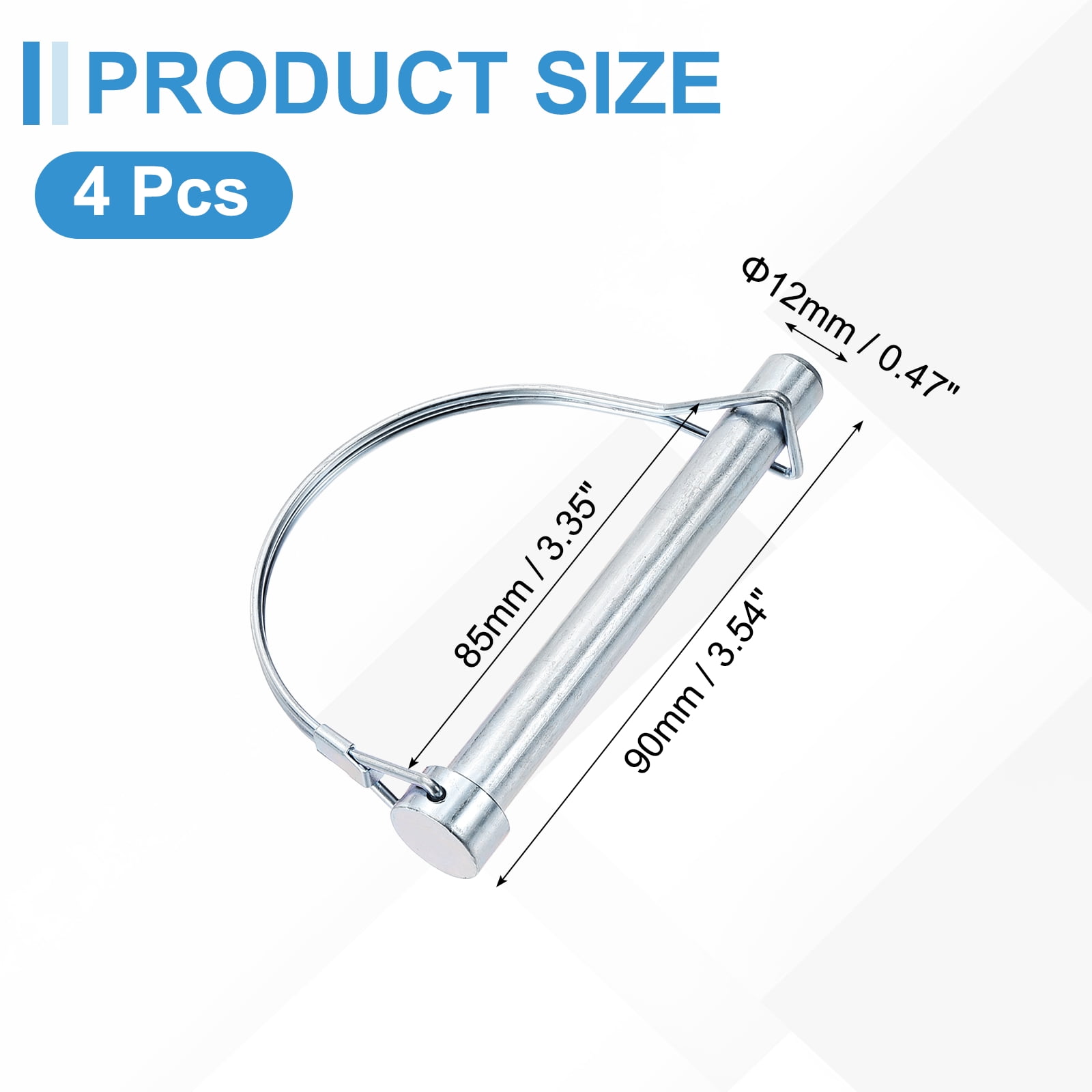 Uxcell 4 Pcs Trailer Coupler Pins, 1/2" x 3.9" Half Round Safety Wire Lock Hitch Pin