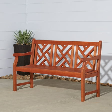 Malibu 3-Seater Outdoor Wood Garden Bench in Natural Color