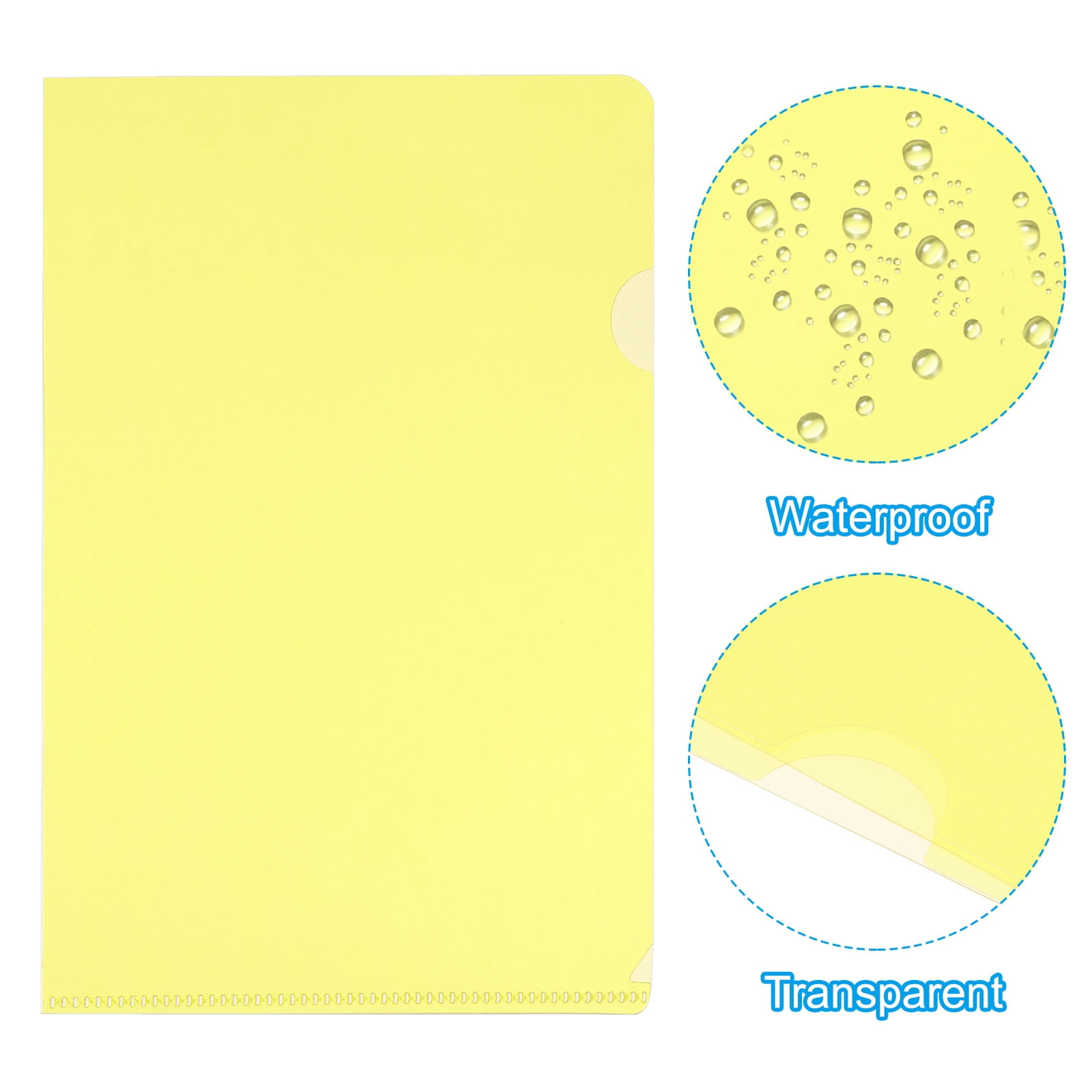 Uxcell L Type Folders 30 Pack A5 Plastic File Project Pockets Clear Paper Document Jacket Sleeves Yellow