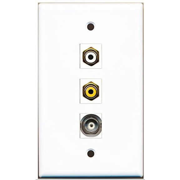 RiteAV - 1 Port RCA White and 1 Port RCA Yellow and 1 Port BNC Wall Plate