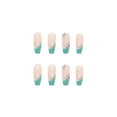 thumbnail image 3 of Fofosbeauty 24 pcs Long False Nails, Press-on Nails Designs 2022, Mint French with Stars, 3 of 7