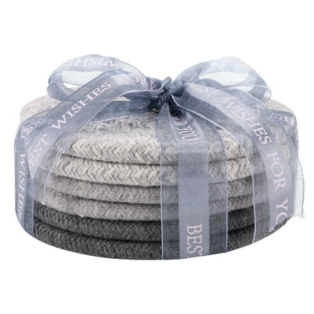 

WREA 6pcs Cotton Rope Cup Pad Delicate Beautiful Practical Decorative Durable Coaster Drinks Coaster Wooden Table Cotton Woven Round Heat Insulation Cup Pad Mat Drink Coaster Set
