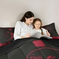 thumbnail image 5 of Homewish Teens Baseball Print Full Size Comforter Sets, Black Crismon Abstract Bedding Comforter Set, Cartoon Sports Theme Reversible Bedding Sets, Microfiber Bedroom Decor, 3 Pieces, 5 of 8
