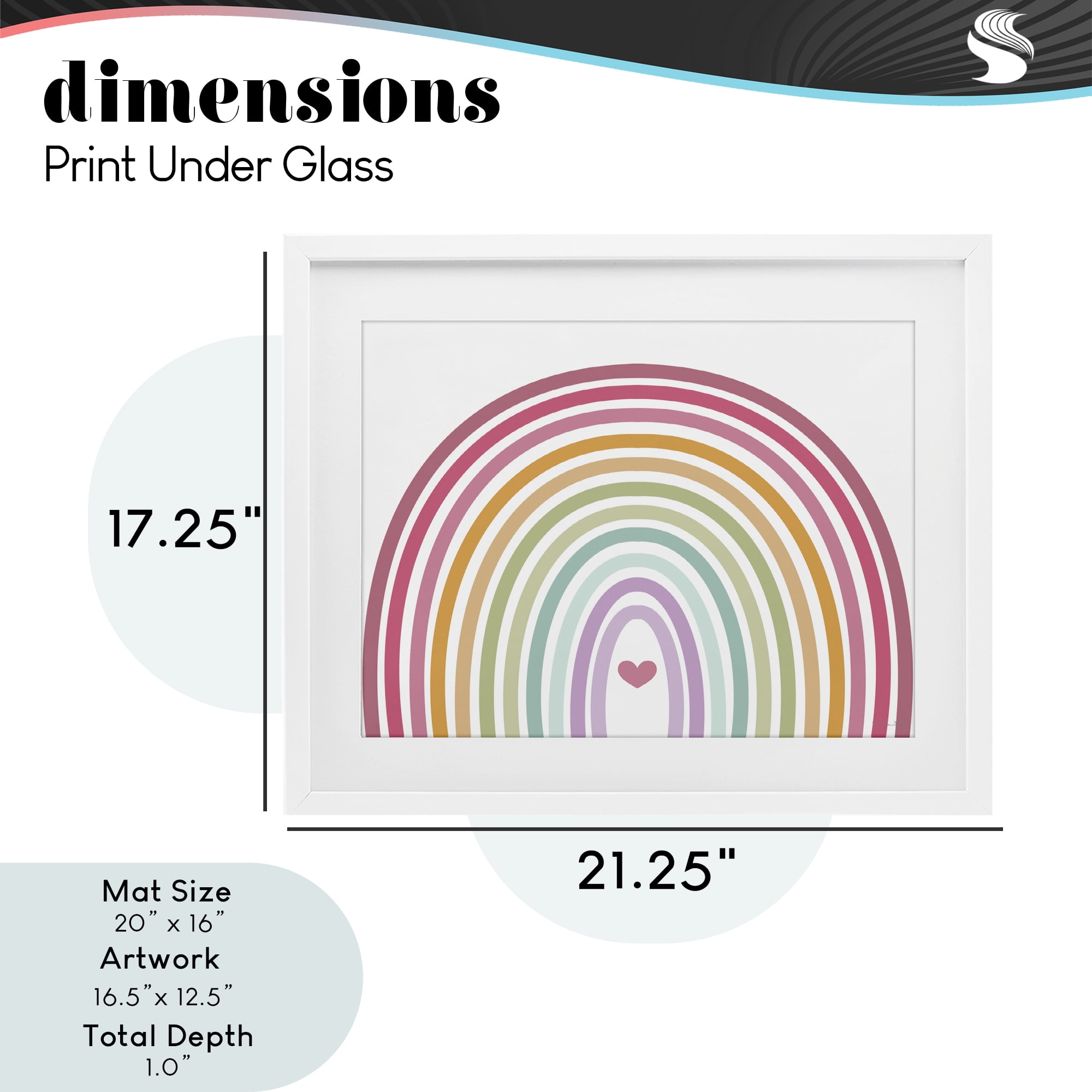 Stupell Industries Rainbow Love & Heart White Framed Print Under Glass, design by Susan Ball