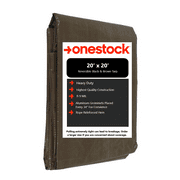 Onestock 20x20 ft. Heavy Duty Brown Poly Tarp with Grommets
