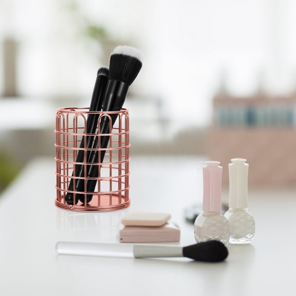 FOMIYES Golden Makeup Brush Holder Box with Stylish Design, Desktop Organizer for Cosmetic Storage and Beauty Tools